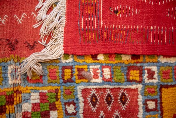 VINTAGE MOROCCAN RUG - Colorful Wool Rug - Moroccan Wool Carpet - Taznakht Area Rug - Boho Berber Rug - Soft Wool Rug
