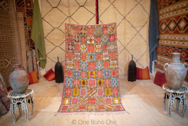 VINTAGE MOROCCAN RUG - Colorful Wool Rug - Moroccan Wool Carpet - Taznakht Area Rug - Boho Berber Rug - Soft Wool Rug