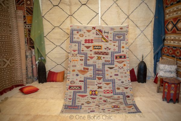 Authentic Moroccan Rug Vintage Rug Handmade Rug Beni Ourain Style Area Rug Berber Rug 5.4 Ft X 8.5 Ft 2.62cm 1.67cm