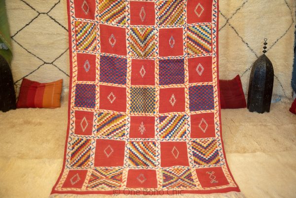 Authentic Moroccan Rug Vintage Rug Handmade Rug Beni Ourain Style Area Rug Berber Rug 7.7 Ft X 4.3 Ft 2.37 cm 1.47 cm