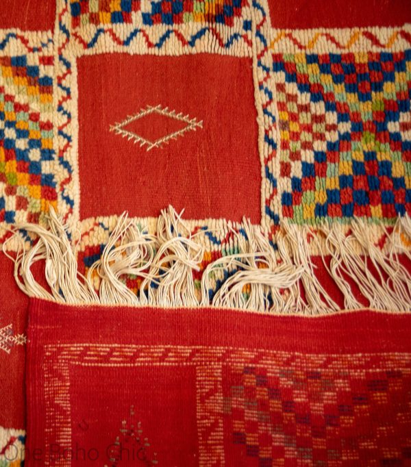 Authentic Moroccan Rug Vintage Rug Handmade Rug Beni Ourain Style Area Rug Berber Rug 7.7 Ft X 4.3 Ft 2.37 cm 1.47 cm