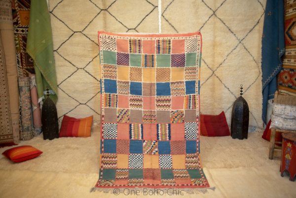 Moroccan vintage colorful berber boho Tapis Berbere beni mguild beni ourain 310 cm * 210 cm, 10*7 Feet
