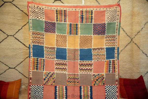 Moroccan vintage colorful berber boho Tapis Berbere beni mguild beni ourain 310 cm * 210 cm, 10*7 Feet