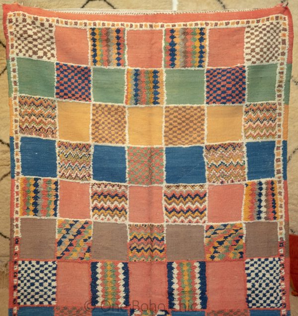 Moroccan vintage colorful berber boho Tapis Berbere beni mguild beni ourain 310 cm * 210 cm, 10*7 Feet