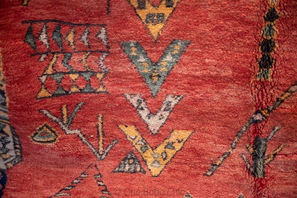 Authentic Moroccan Rug Vintage Rug Handmade Rug Beni Ourain Style Area Rug Berber Rug 7.7 Ft X 4.3 Ft 2.37 cm 1.47 cm