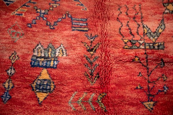 Authentic Moroccan Rug Vintage Rug Handmade Rug Beni Ourain Style Area Rug Berber Rug 7.7 Ft X 4.3 Ft 2.37 cm 1.47 cm