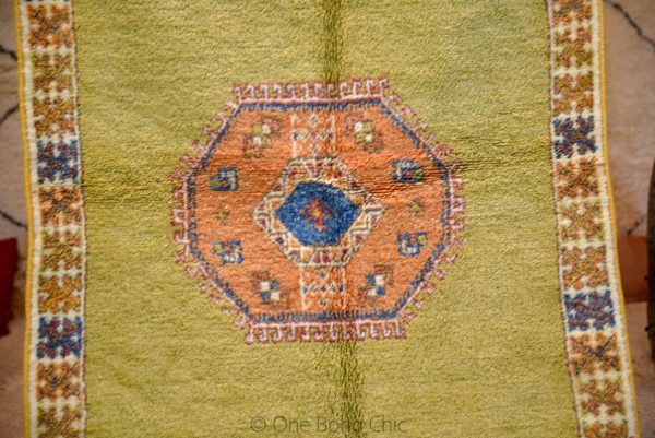 Taznakht rare green Moroccan rug authentic wool carpet,handmade Moroccan rug,vintage ,handmade Berber carpet 6.8Ft*3.5 Ft or 2.10 m * 1.08m