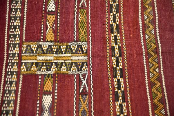 VERY OLD authentic 80s moroccan red wool carpet rug