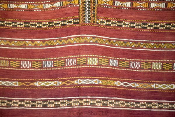 VERY OLD authentic 80s moroccan red wool carpet rug