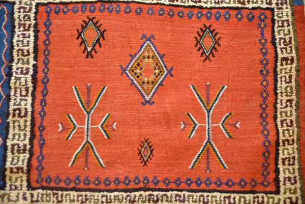 Vintage Taznakht Moroccan Rug , Handmade Moroccan Berber Rug, Handwoven Wool Rug, Tribal Bohemian Area Rug with distressed Moroccan pattern
