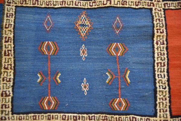 Vintage Taznakht Moroccan Rug , Handmade Moroccan Berber Rug, Handwoven Wool Rug, Tribal Bohemian Area Rug with distressed Moroccan pattern