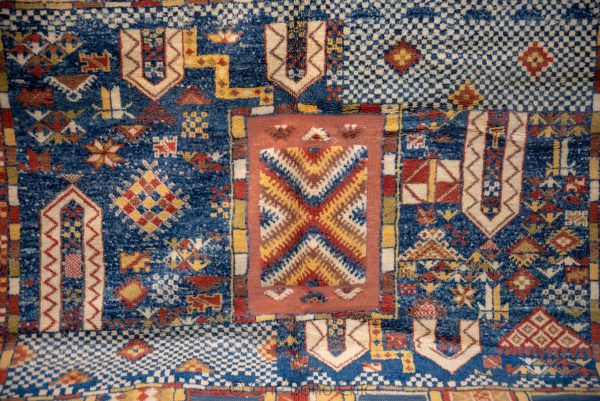 Vintage Polonaise Moroccan Rug , Handmade Moroccan Berber Rug, Handwoven Wool Rug, Tribal Bohemian Area Rug with distressed Moroccan pattern