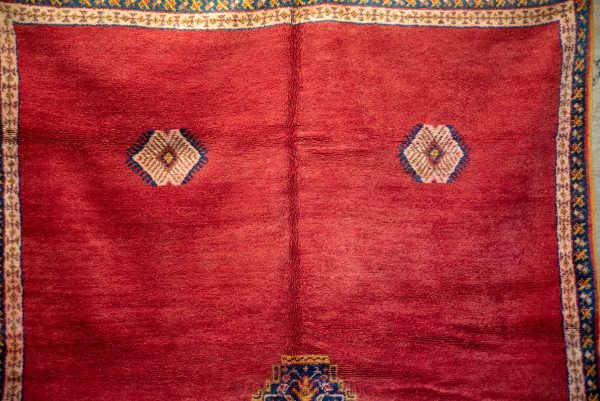 Vintage Taznakht Moroccan Rug , Handmade Moroccan Berber Rug, Handwoven Wool Rug, Tribal Bohemian Area Rug with distressed Moroccan pattern