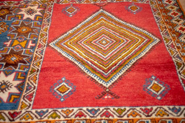 TAZNAKHT AREA RUG - Antique Wool Carpet - Hand Woven Rug - Natural Wool Carpet - Geometric Wool Rug - Multi Coloured Rug, Handmade Arts