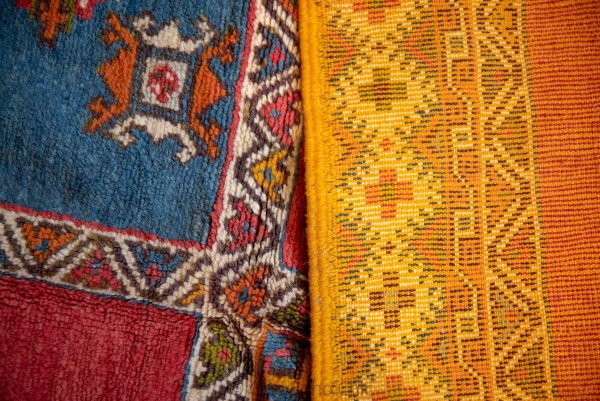 TAZNAKHT AREA RUG - Antique Wool Carpet - Hand Woven Rug - Natural Wool Carpet - Geometric Wool Rug - Multi Coloured Rug, Handmade Arts
