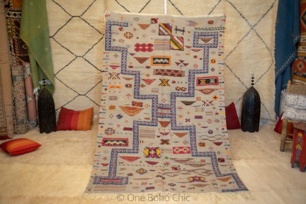 Authentic Moroccan Rug Vintage Rug Handmade Rug Beni Ourain Style Area Rug Berber Rug 5.4 Ft X 8.5 Ft 2.62cm 1.67cm