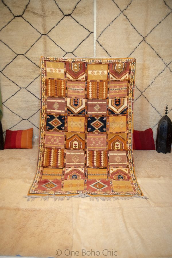 Authentic Moroccan Rug Vintage Rug Handmade Rug Beni Ourain Style Area Rug Berber Rug 5.08 Ft X 8.2 Ft 2.50cm 1.55cm