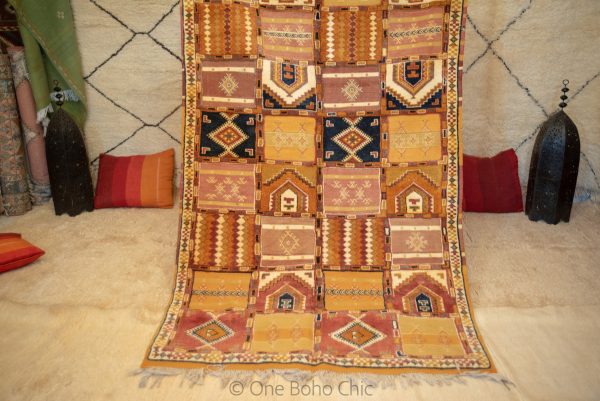 Authentic Moroccan Rug Vintage Rug Handmade Rug Beni Ourain Style Area Rug Berber Rug 5.08 Ft X 8.2 Ft 2.50cm 1.55cm