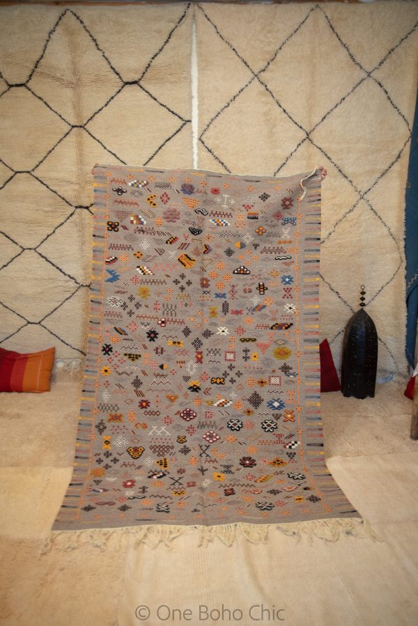 Authentic Moroccan Rug Vintage Rug Handmade Rug Beni Ourain Style Area Rug Berber Rug 8.5 ft X 5.1f