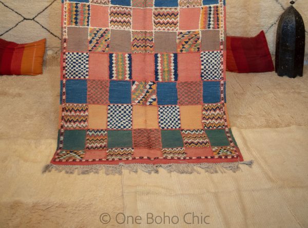 Moroccan vintage colorful berber boho Tapis Berbere beni mguild beni ourain 310 cm * 210 cm, 10*7 Feet