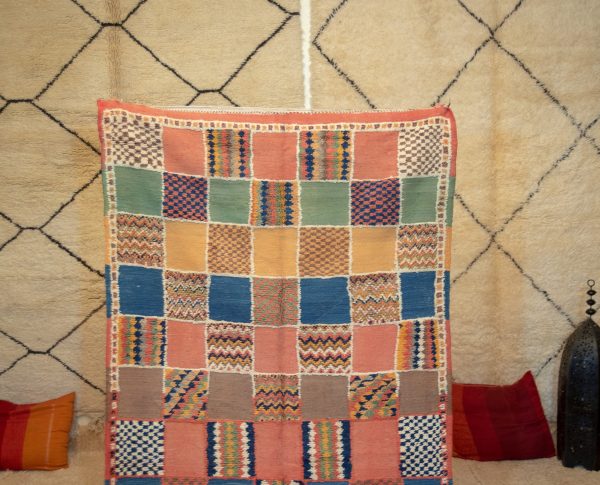 Moroccan vintage colorful berber boho Tapis Berbere beni mguild beni ourain 310 cm * 210 cm, 10*7 Feet