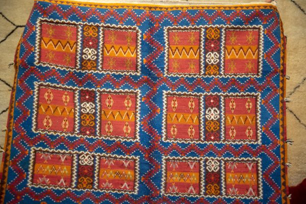 Authentic Moroccan Rug Vintage Rug Handmade Rug Beni Ourain Style Area Rug Berber Rug 7.7 Ft X 4.3 Ft 2.37 cm 1.47 cm