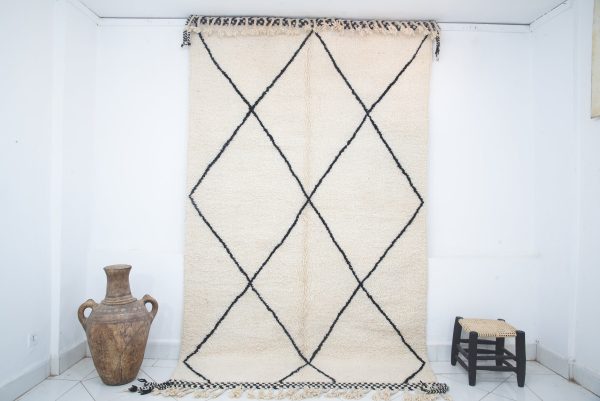 Moroccan rug Hand knotted - Beni ourain rug - all wool berber rug - handmade rug - Genuine lamb wool