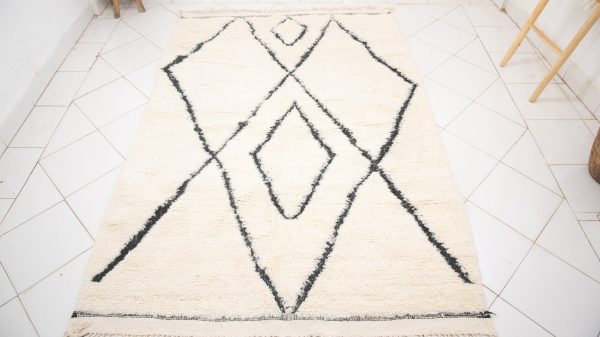 Moroccan rug Hand knotted - Beni ourain rug - all wool berber rug - handmade rug - Genuine lamb wool