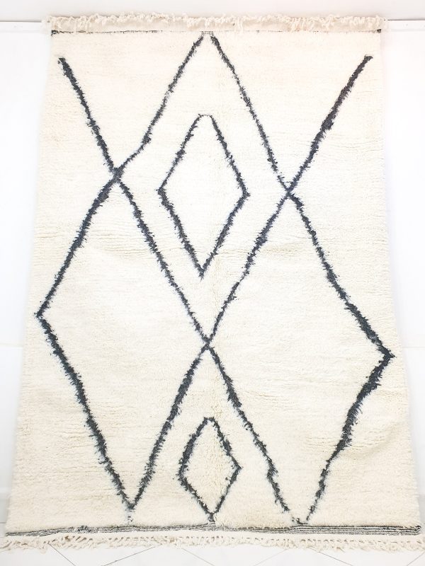 Moroccan rug Hand knotted - Beni ourain rug - all wool berber rug - handmade rug - Genuine lamb wool