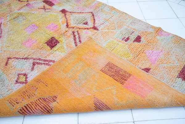 Woven Moroccan rug - Vintage Berber carpet - Handmade rug - Wool area rug - Shag rug - fade orange rug - special orange rug - 7 * 5 rug