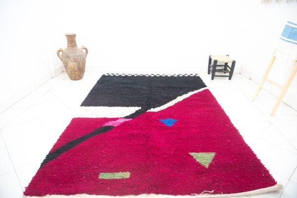 Red and black carpet,Moroccan colorful berber boho rug,Tapis marocain, marokko Teppich, alfombra marroquin