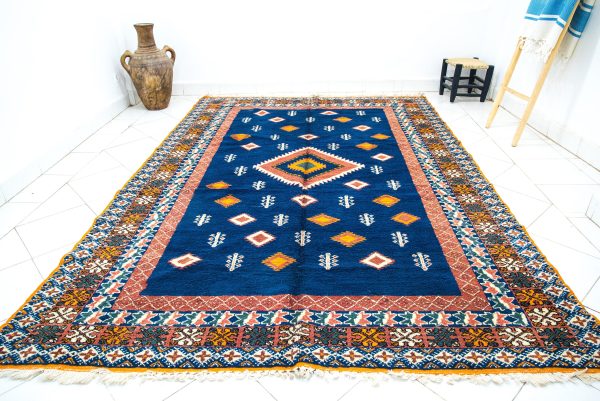10*7 ft Diamond bleu Rug,Authentic Moroccan Rug,Hand Knotted Rug Wool Rug,Berber Teppich, Vintage Berber Rug,Moroccan ,Moroccan Carpet