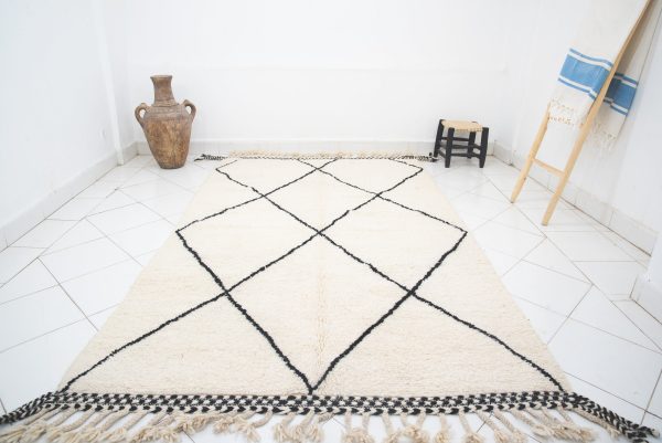 Moroccan rug Hand knotted - Beni ourain rug - all wool berber rug - handmade rug - Genuine lamb wool