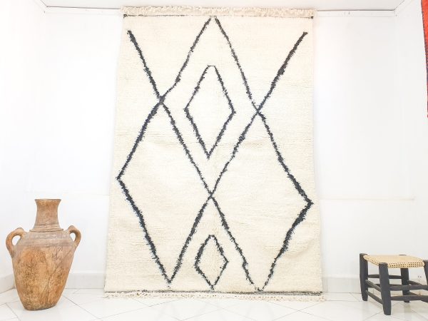 Moroccan rug Hand knotted - Beni ourain rug - all wool berber rug - handmade rug - Genuine lamb wool