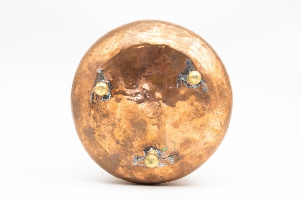 Moroccan large copper - Brass footed pot with handle from Morocco - Very beautiful moroccan antique decor