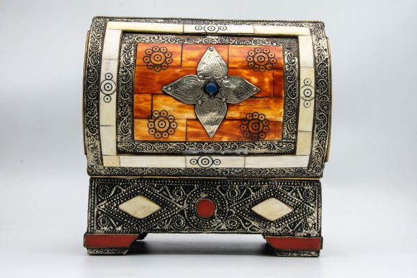 Old Moroccan chest, arabic Vintage Brass Treasure Chest