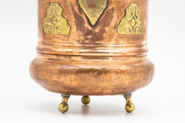 Moroccan large copper - Brass footed pot with handle from Morocco - Very beautiful moroccan antique decor