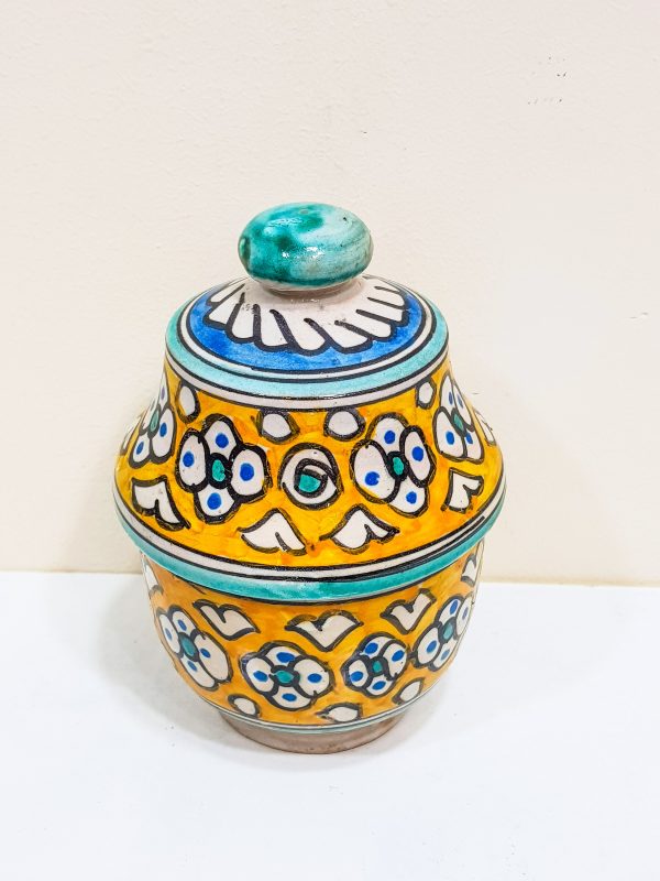handmade Pottery Pot Moroccan vase Arabian orabge Art Decor Table