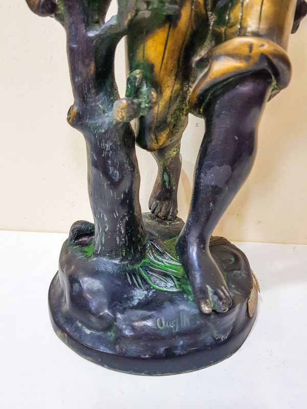 vintage brass handmade sculpture,& vintage figurine boy, brass full figurine