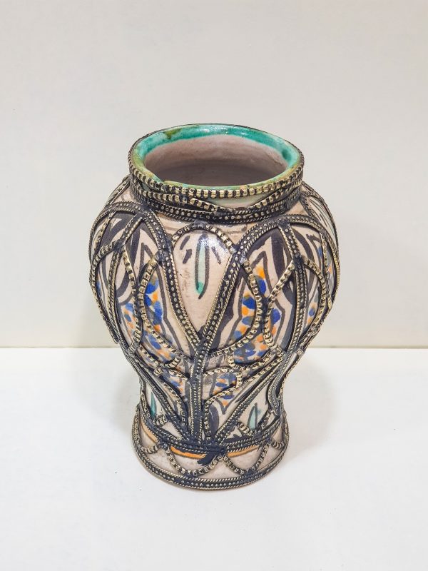 hand engraved vintage pottery vase | Arabian Art Decor Table