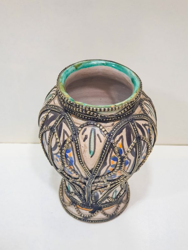 hand engraved vintage pottery vase | Arabian Art Decor Table