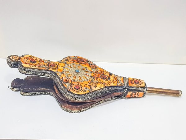 Moroccan Fire Bellow, Antique Wood leather Fire Bellows, Leather Fireside Fire Place smoking pipe Fireside, Open Fire Place