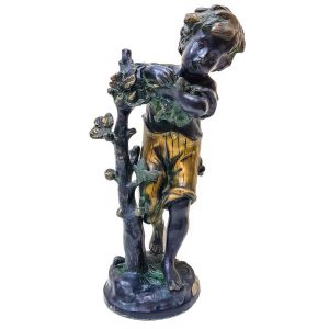 vintage brass handmade sculpture,& vintage figurine boy, brass full figurine