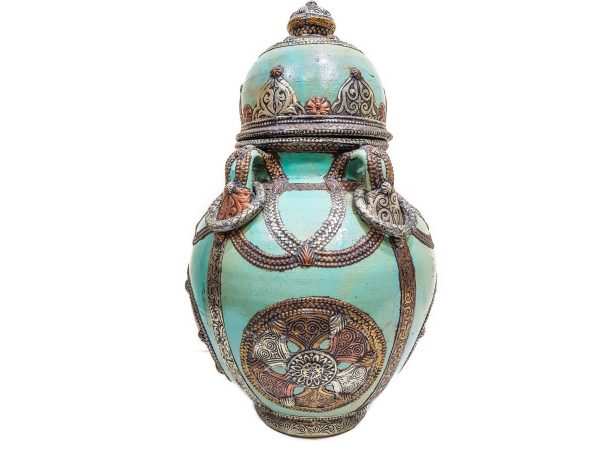 handmade Pottery Pot Moroccan vase Arabian Art Decor Table