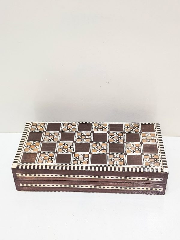 Handmade Mosaic Chess Board - Backgammon Set with checkers - camel bones chess Arabian Art Decor Table 100% natural wood