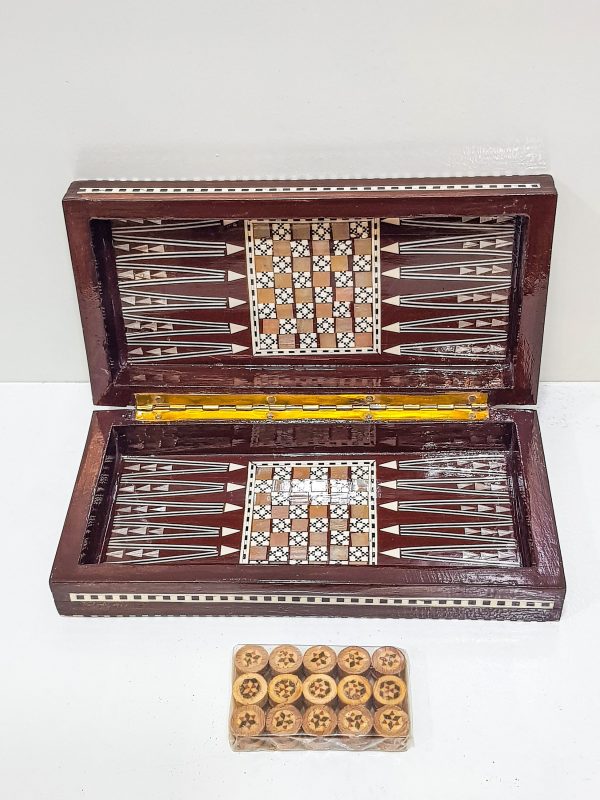 Handmade Mosaic Chess Board - Backgammon Set with checkers - camel bones chess Arabian Art Decor Table 100% natural wood