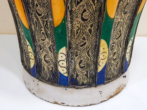 hand engraved vintage pottery vase | Arabian Art Decor Table