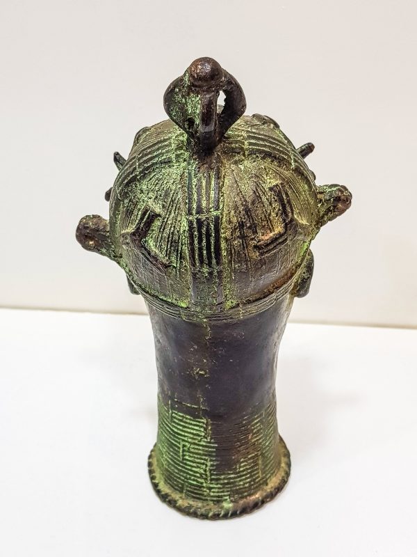 Vintage African handmade sculpture, old african head figurine