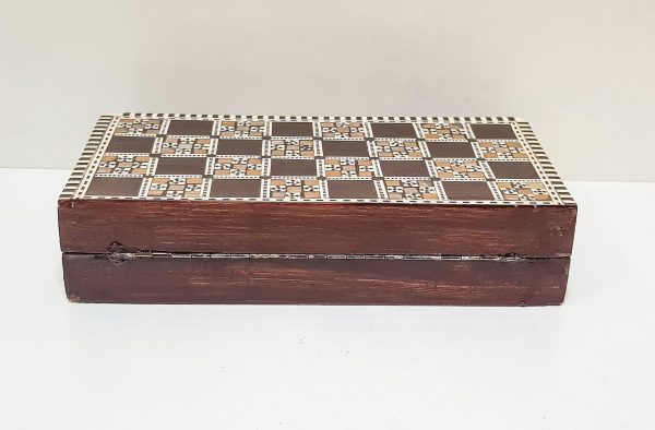 Handmade Mosaic Chess Board - Backgammon Set with checkers - camel bones chess Arabian Art Decor Table 100% natural wood