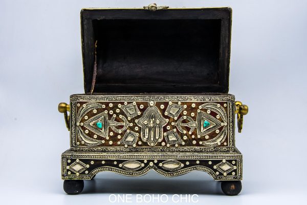 Vintage natural stone engraved Chest - chest ethnic handmade wooden - chest ethnic